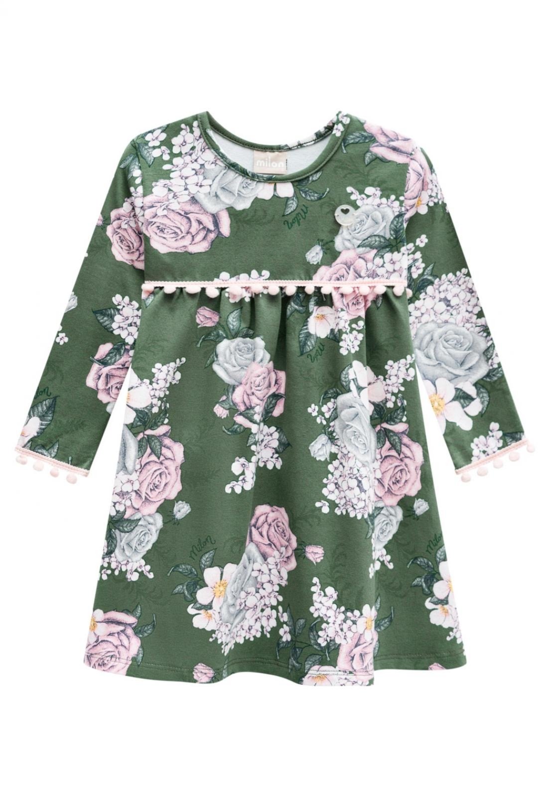 vestido infantil manga longa milon