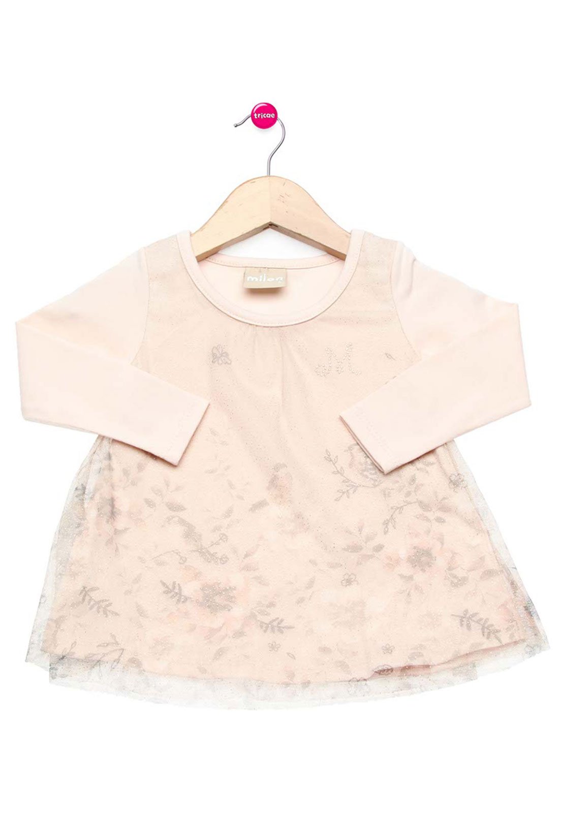 Vestido Manga Longa Infantil Milon Nude Rosa - Compre Agora | Dafiti Brasil