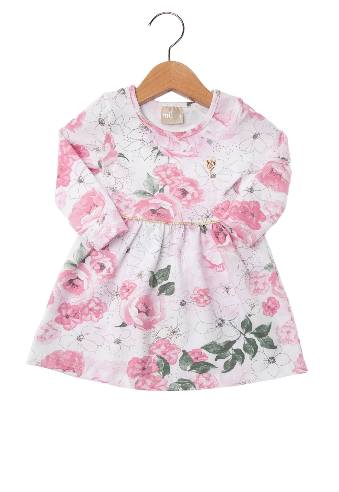 vestido infantil manga longa milon