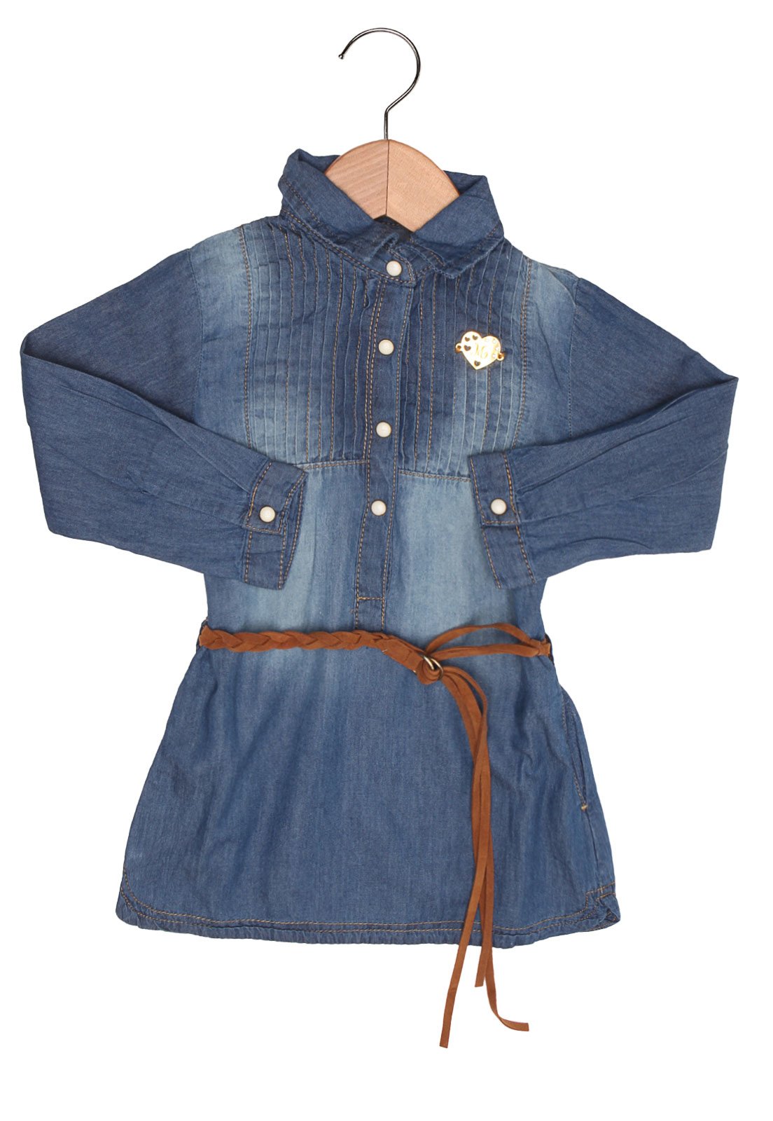 vestido manga longa jeans infantil