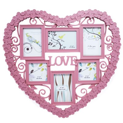 Porta retrato Minas de Presentes Coração Love 6 Fotos Rosa Menor preço em Porta retrato Minas de Presentes Coração Love 6 Fotos Rosa