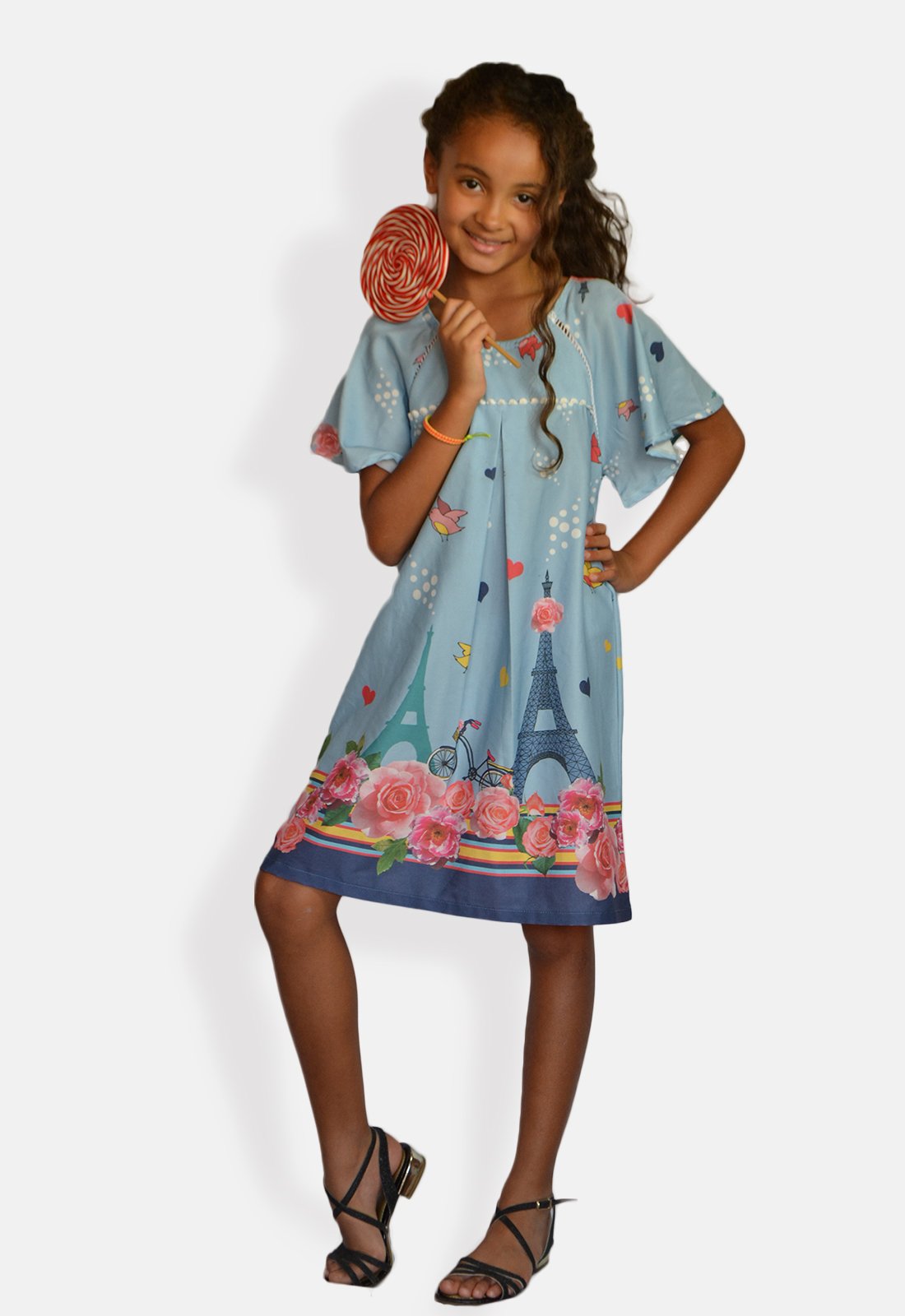 Vestido Mini Cherie Paris en Rose Azul - Compre Agora | Tricae Brasil