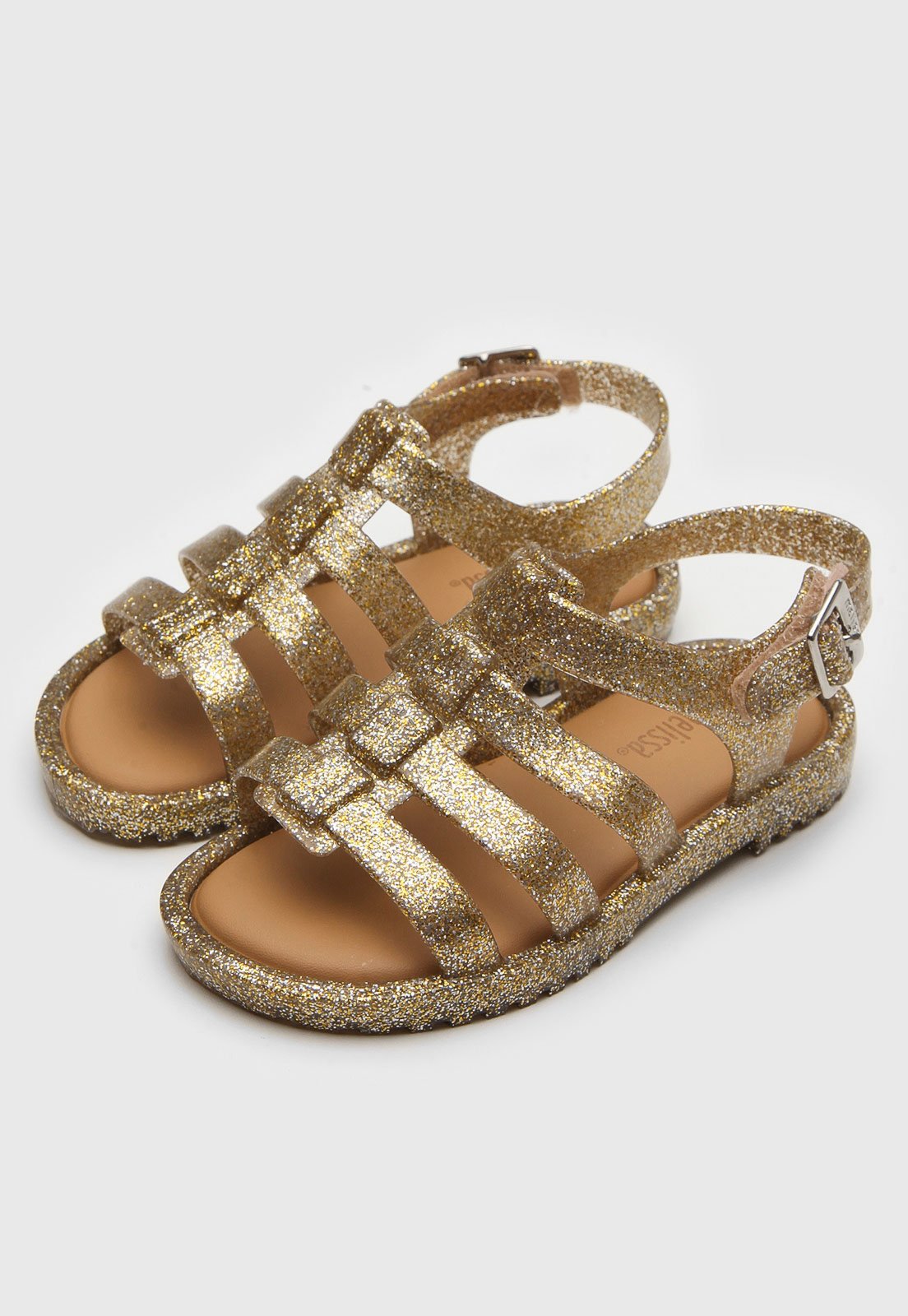 Sandalia melissa store dourada com glitter