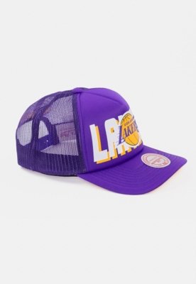 Boné Mitchell & Ness Aba Reta Los Angeles Lakers Roxa