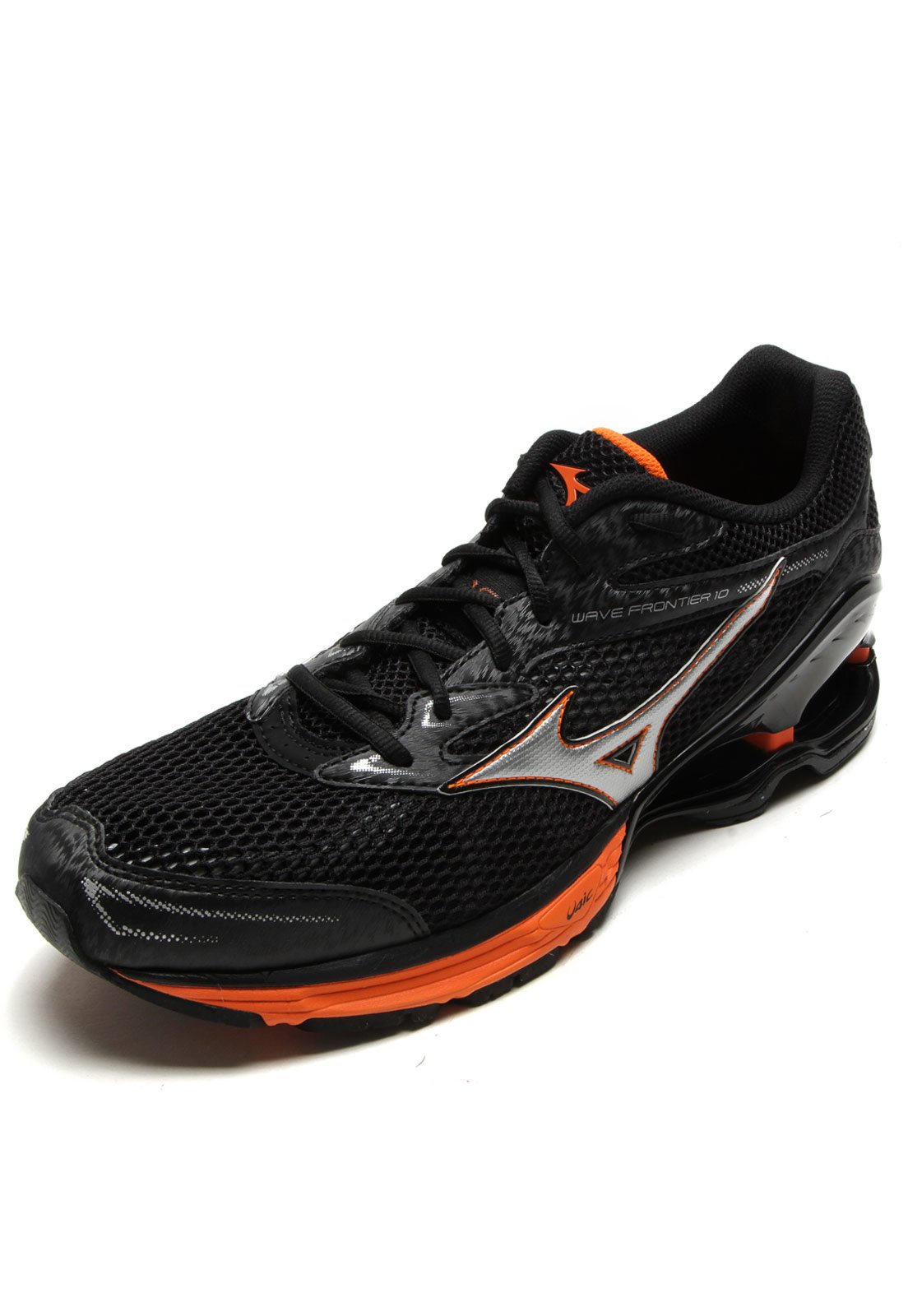 Mizuno wave 2025 preto e laranja