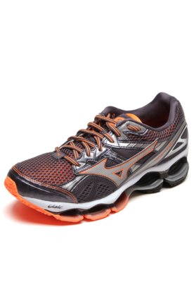 Tenis mizuno cinza e laranja fashion