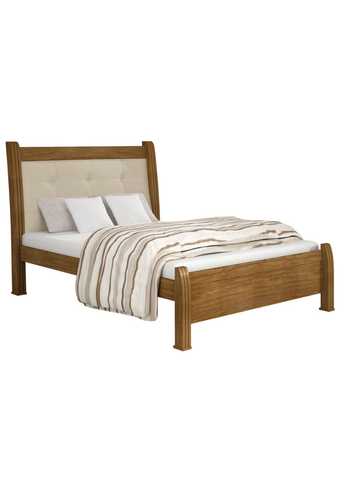 Cama Casal Arezzo Estofada Yp e Creme Mobillare Movelaria