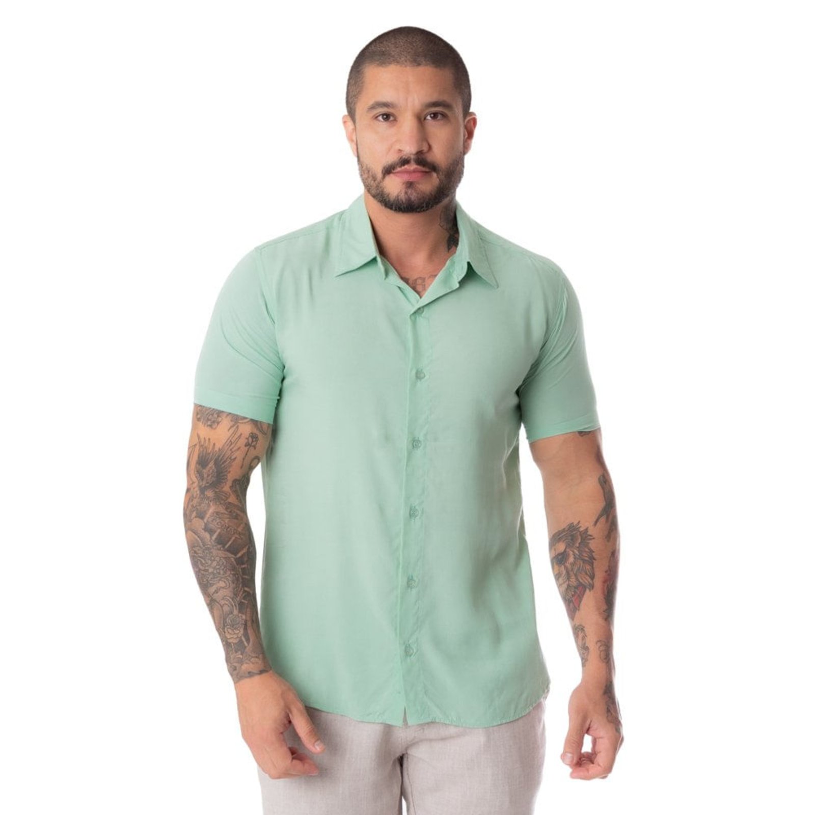 camisa masculina verde claro