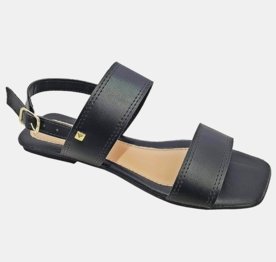Sandália Rasteira Feminina Moda Pé 01 Preto