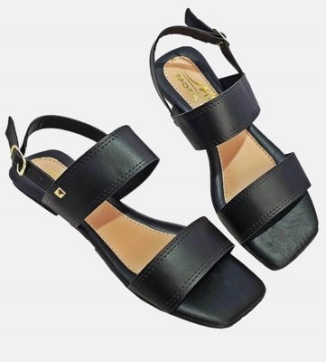 Sandália Rasteira Feminina Moda Pé 01 Preto