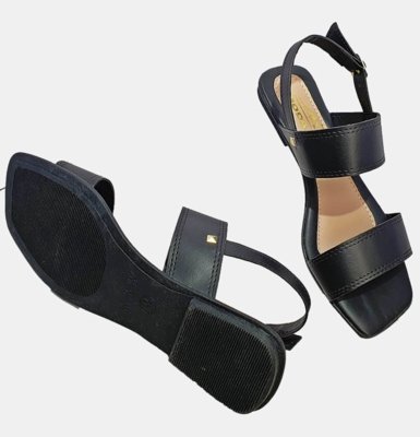 Sandália Rasteira Feminina Moda Pé 01 Preto