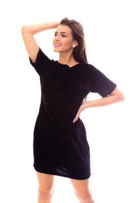 Vestido Moda Vicio Camiseta Veludo Preto Menor preço em Vestido Moda Vicio Camiseta Veludo Preto