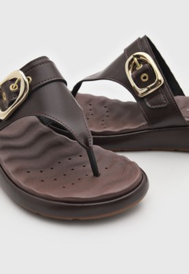 Rasteira Feminina Modare Fivela Dourada Marrom
