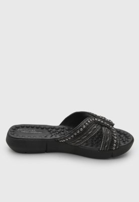 Rasteira Feminina Modare Slide Com Tiras Entrelaçadas Preta