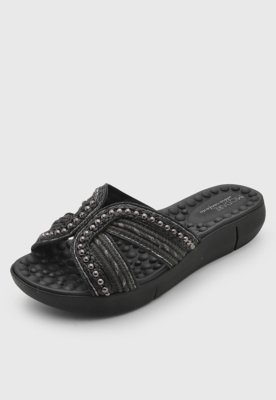 Rasteira Feminina Modare Slide Com Tiras Entrelaçadas Preta