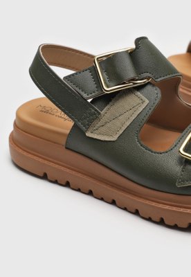 Sandália Flatform Modare Fivelas Verde