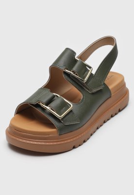 Sandália Flatform Modare Fivelas Verde