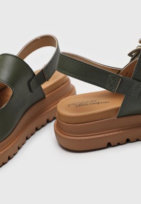 Sandália Flatform Modare Fivelas Verde