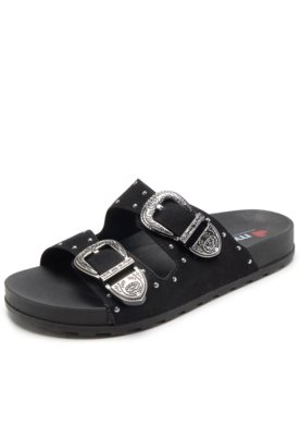 Rasteira Birken Moleca Fivela Preto Menor preço em Rasteira Birken Moleca Fivela Preto