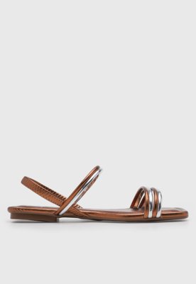 Rasteira Feminina Moleca Fechada Metalizada Bronze