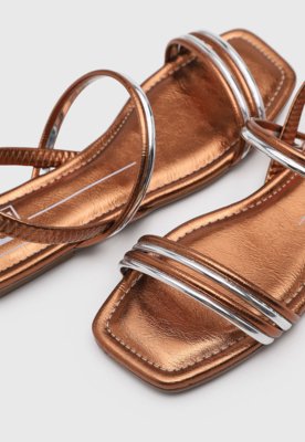 Rasteira Feminina Moleca Fechada Metalizada Bronze