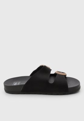 Rasteira Feminina Moleca Fivela Metalizada Preta