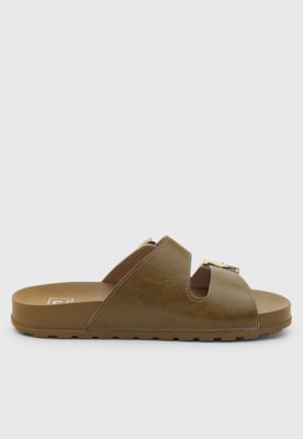 Rasteira Feminina Moleca Fivelas Tiras Largas Verde