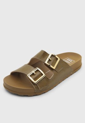 Rasteira Feminina Moleca Fivelas Tiras Largas Verde