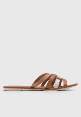 Rasteira Feminina Moleca Tiras Cruzadas Caramelo