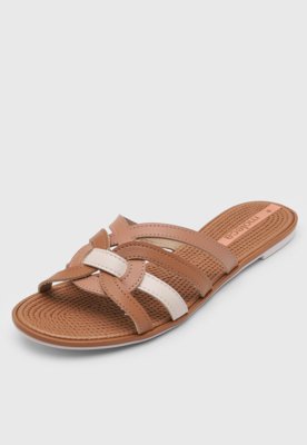 Rasteira Feminina Moleca Tiras Cruzadas Caramelo