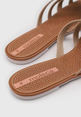 Rasteira Feminina Moleca Tiras Cruzadas Caramelo