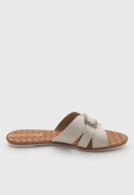 Rasteira Feminina Moleca Tiras Cruzadas Off-White