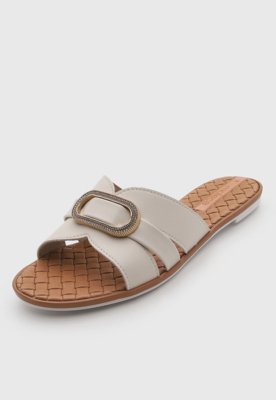 Rasteira Feminina Moleca Tiras Cruzadas Off-White