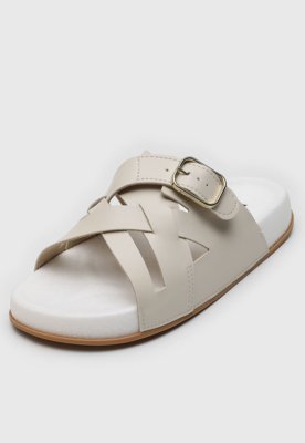 Rasteira Feminina Moleca Tiras Cruzadas Off-White