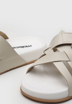Rasteira Feminina Moleca Tiras Cruzadas Off-White