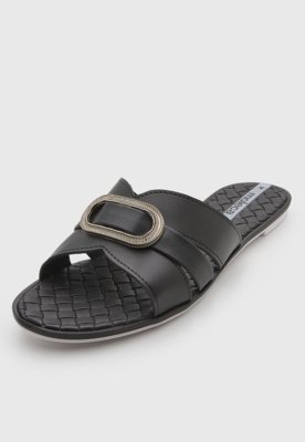 Rasteira Feminina Moleca Tiras Cruzadas Preta