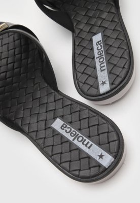 Rasteira Feminina Moleca Tiras Cruzadas Preta