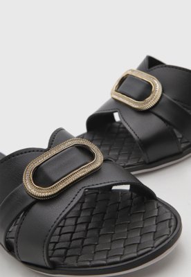 Rasteira Feminina Moleca Tiras Cruzadas Preta