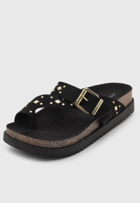 Rasteira Feminina Moleca Tiras Cruzadas Preta