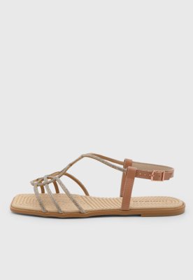 Rasteira Feminina Moleca Tiras Entrelaçadas Nude