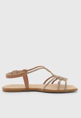 Rasteira Feminina Moleca Tiras Entrelaçadas Nude