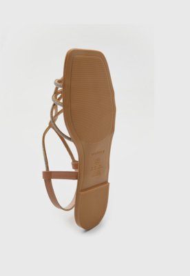 Rasteira Feminina Moleca Tiras Entrelaçadas Nude