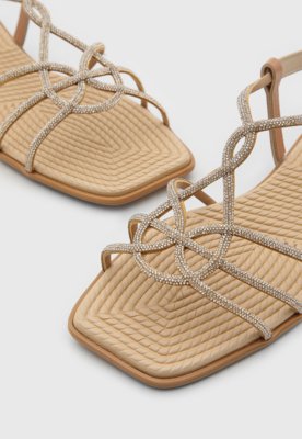 Rasteira Feminina Moleca Tiras Entrelaçadas Nude