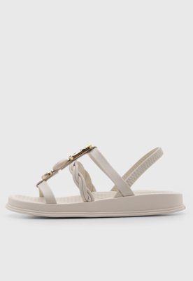 Rasteira Feminina Moleca Tiras Entrelançadas Off-White