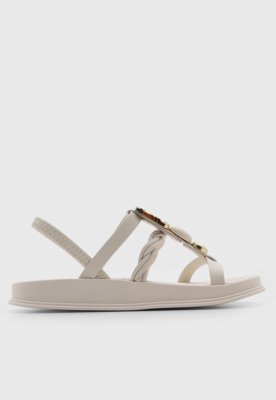 Rasteira Feminina Moleca Tiras Entrelançadas Off-White