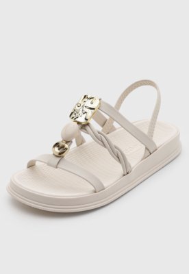 Rasteira Feminina Moleca Tiras Entrelançadas Off-White