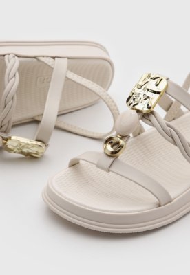Rasteira Feminina Moleca Tiras Entrelançadas Off-White