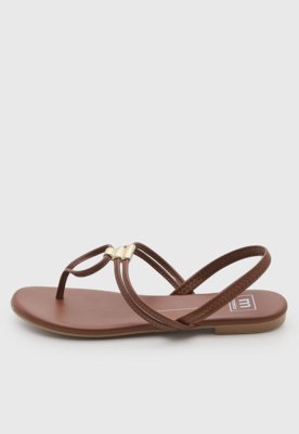 Rasteira Feminina Moleca Tiras Finas Marrom