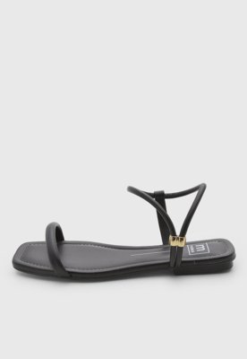 Rasteira Feminina Moleca Tiras Finas Preta