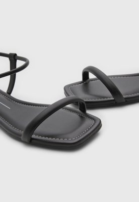 Rasteira Feminina Moleca Tiras Finas Preta